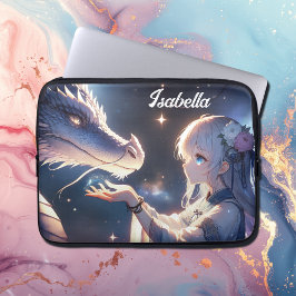 Anime Girl and Her Dragon Mystical Personlig Laptop Fodral