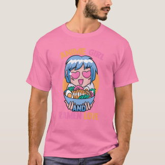 Anime Girl and Ramen Älskare - Cute Kawaii - Manga T Shirt