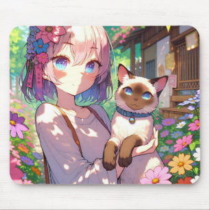 Anime Girl and Siamese Cat Musmatta