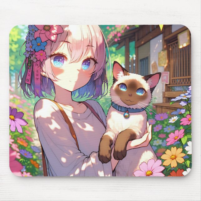Anime Girl and Siamese Cat Musmatta (Framsidan)