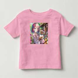 Anime Girl and Siamese Cat T Shirt