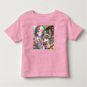 Anime Girl and Siamese Cat T Shirt