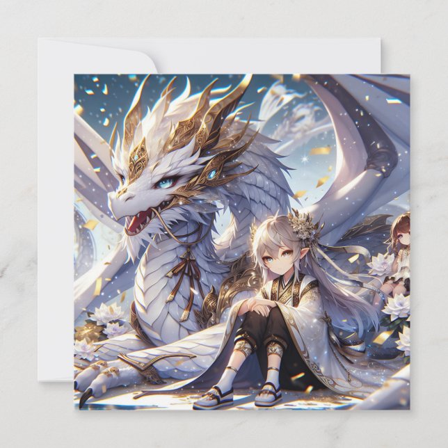 Anime Girl and White and Guld Dragon (Framsida)