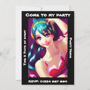 Anime Girl Anpassade Party-inbjudan Inbjudningar