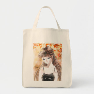 Anime Girl Autumn Höst löv Tote Bag Tygkasse