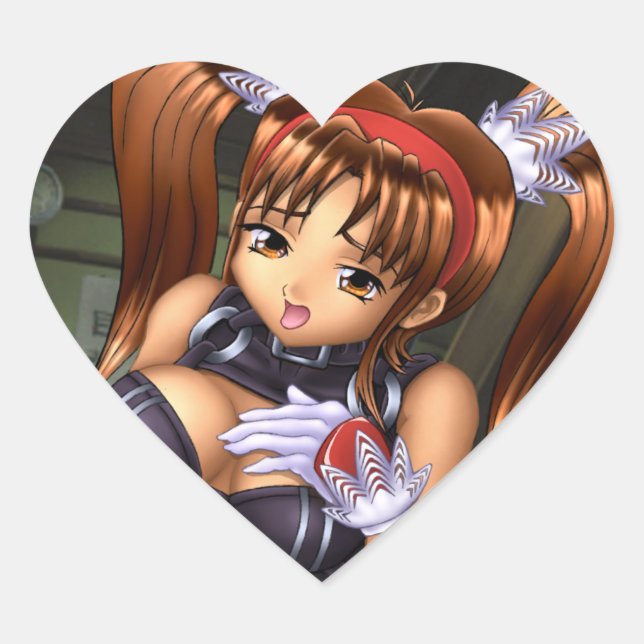 Anime Girl - Baby Hjärtformat Klistermärke (Framsida)