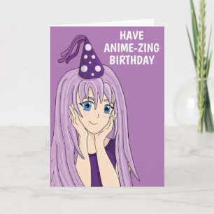Anime Girl Birthday Card Kort