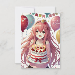 Anime Girl Birthday-inbjudan Inbjudningar