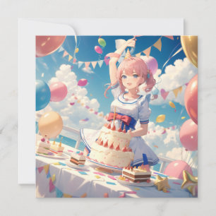 Anime Girl Birthday-inbjudan Inbjudningar