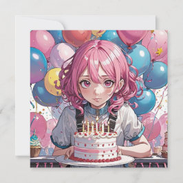 Anime Girl Birthday-inbjudan Inbjudningar