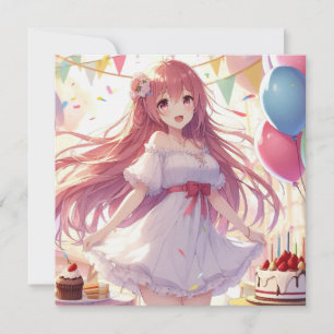 Anime Girl Birthday Inbjudningar