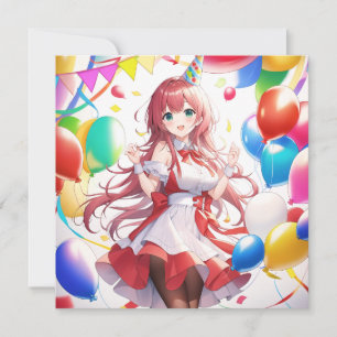 Anime Girl Birthday Inbjudningar