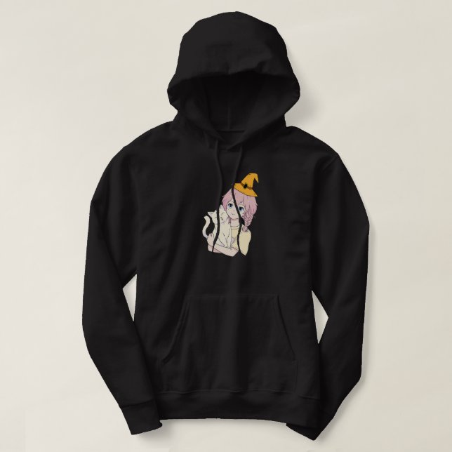 Anime Girl Cat Lover Lazy Halloween Costume Kawaii Hoodie (Design framsida)