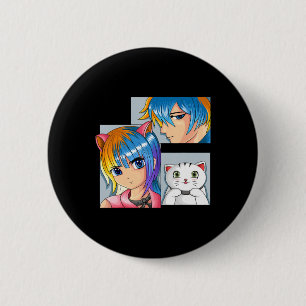 Anime Girl Cat Otaku Anime Merch Kawaii Saker Knapp