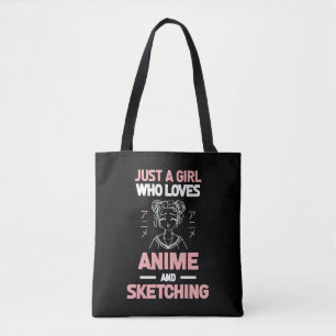 Anime Girl Cosplay Tonåring Manga Sketching Tygkasse