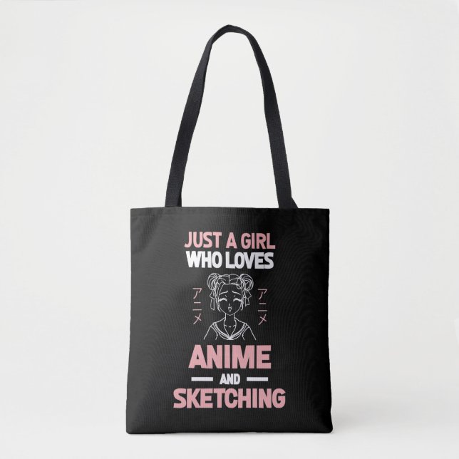 Anime Girl Cosplay Tonåring Manga Sketching Tygkasse (Framsida)