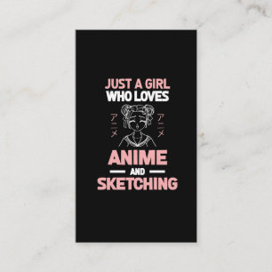 Anime Girl Cosplay Tonåring Manga Sketching Visitkort
