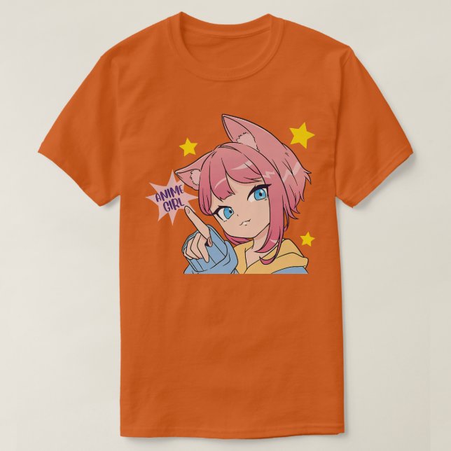 Anime Girl Cute Kawaii Anime Cat Öron Manga Otaku  T Shirt (Design framsida)