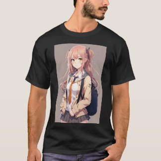 Anime Girl Cute Student Sexy med ryggsäck T Shirt