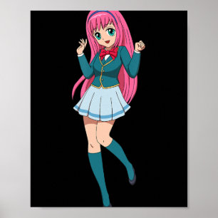 Anime Girl Cute Waifu Japanska Tecknade figurer Poster