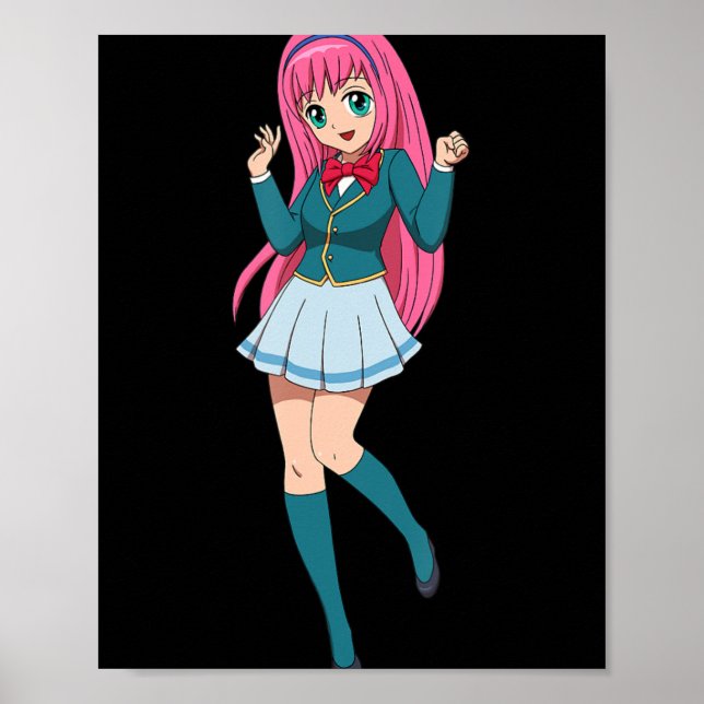 Anime Girl Cute Waifu Japanska Tecknade figurer Poster (Framsidan)