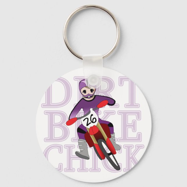 Anime Girl Dirt Bike Chick Keychain Nyckelring (Framsida)