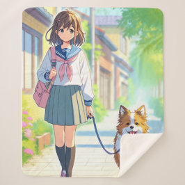 Anime Girl Dog Walker
