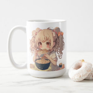 Anime Girl Eating Ramen Noodles Personlig Kaffemugg