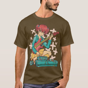 Anime Girl Electric Guitar Cute Kawaii Japanska Mo T Shirt