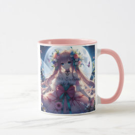 Anime Girl Flower Måne Fairy Mugg
