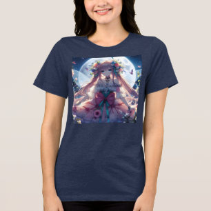 Anime Girl Flower Måne Fairy T Shirt