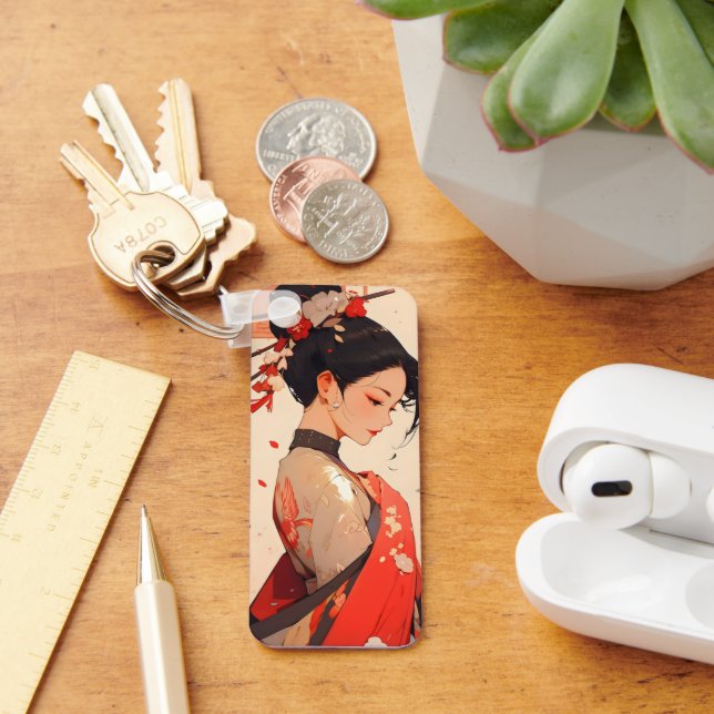 Anime Girl Geisha Nyckelring (Skrivbord)
