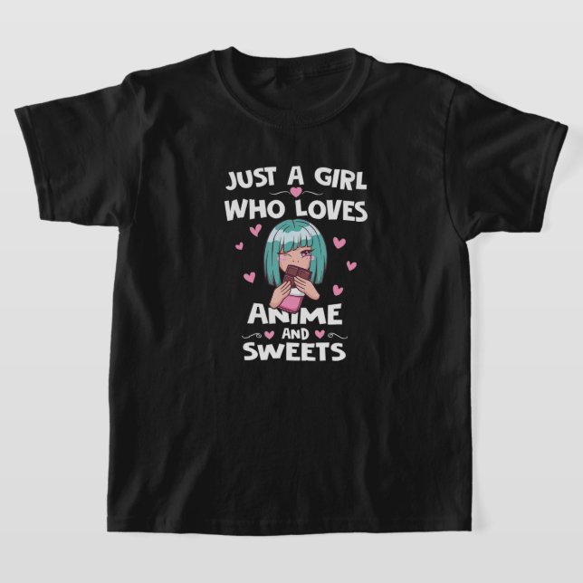 Anime Girl gillar Sweets Japan Kawaii Manga Animat T Shirt (Laydown)