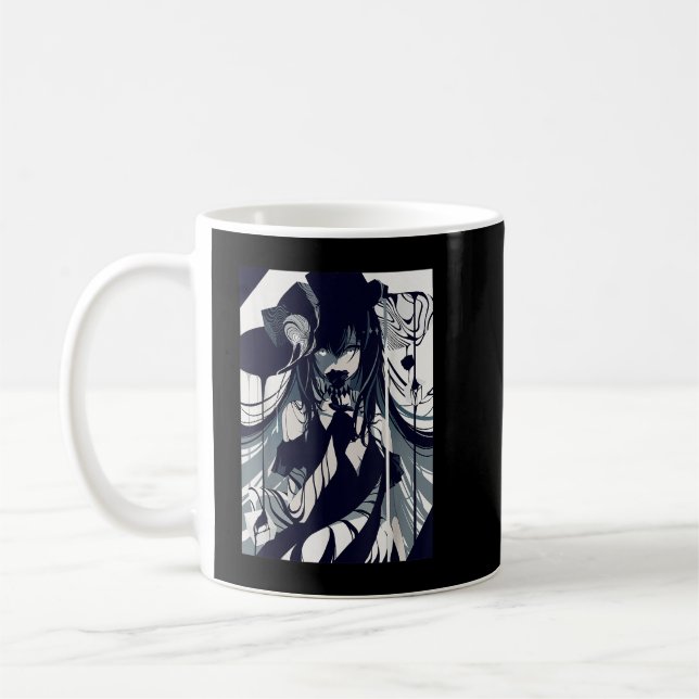 Anime Girl Gothic Aesthetic Waifu Grunge Horror Mo Kaffemugg (Vänster)