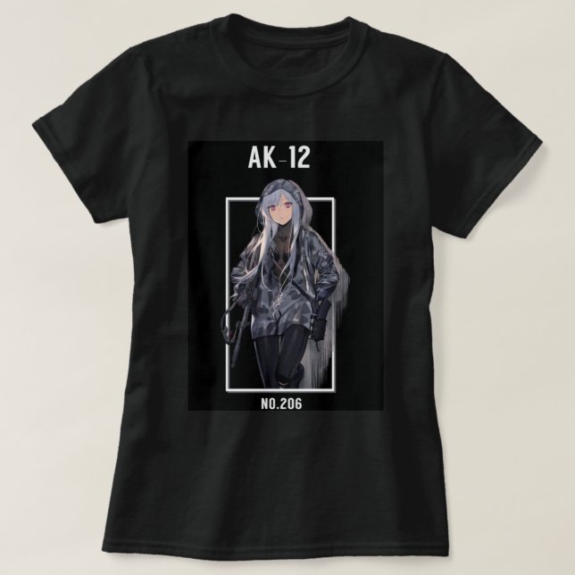 anime girl gun  t shirt (Design framsida)