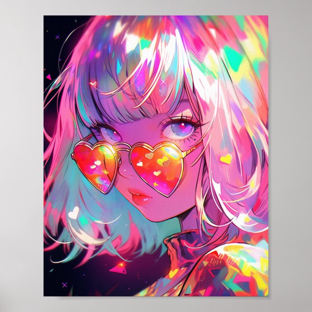 Anime Girl Hearts Poster (Framsidan)