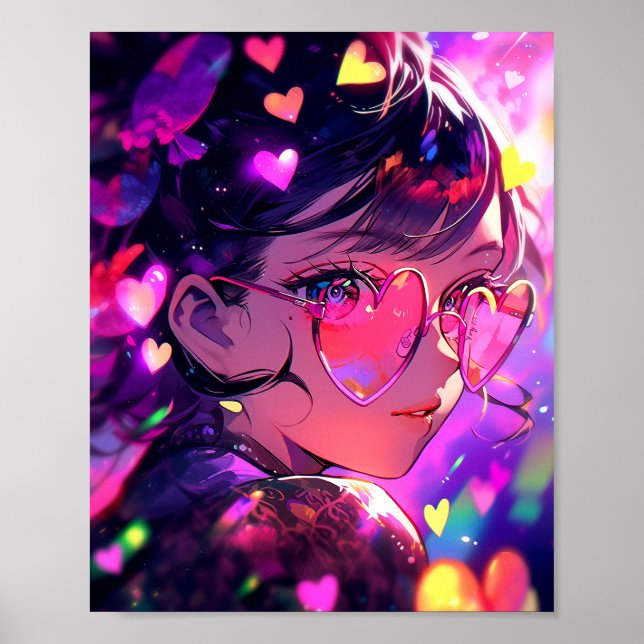 Anime Girl Hearts Poster (Framsidan)