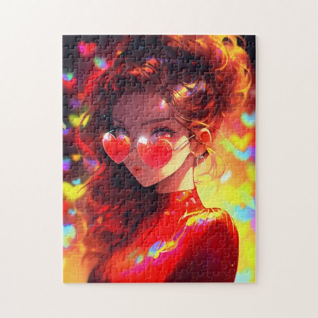 Anime Girl Hearts Pussel (Vertikal)