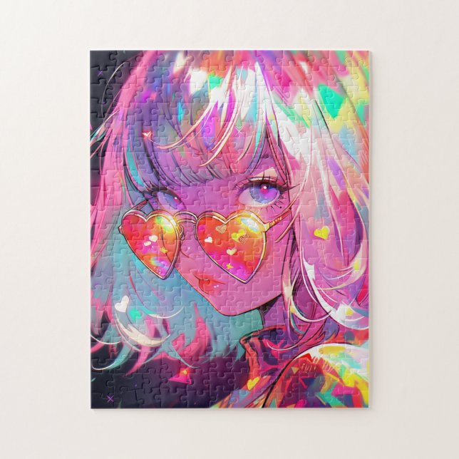 Anime Girl Hearts Pussel (Vertikal)