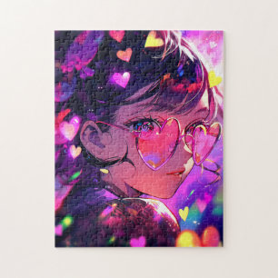 Anime Girl Hearts Pussel