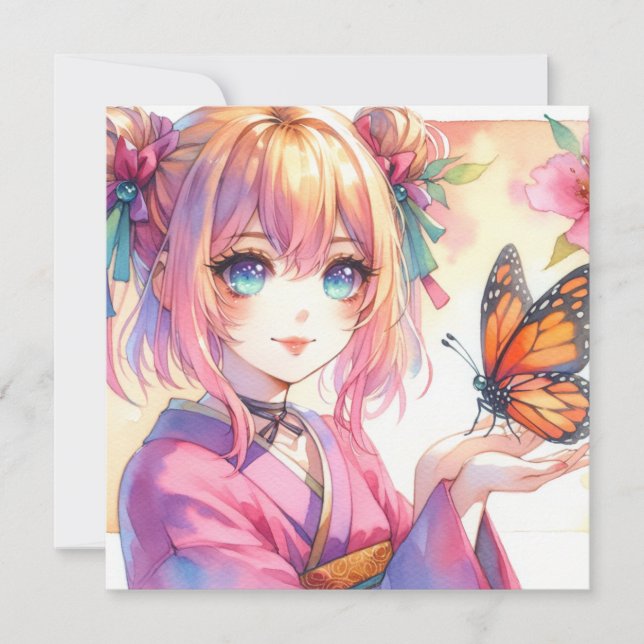 Anime Girl Holding a Butterfly (Framsida)