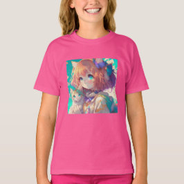 Anime Girl Holding en Aditable Kitten T Shirt
