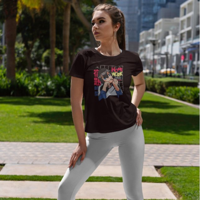 Anime Girl Homwork Education T Shirt (Skapare uppladdad)