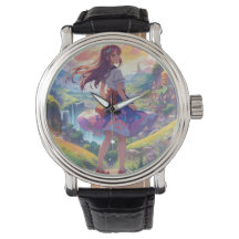 Anime Girl in Ligcape Round Clock