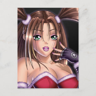 Anime Girl Jul Hair Helg Vykort