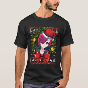 Anime Girl Jul Julafton japansk Aesthetic Manga T Shirt
