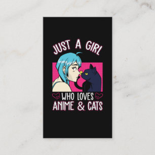 Anime Girl Kärlek Cat Otaku Japansk Tecknad Manga Visitkort