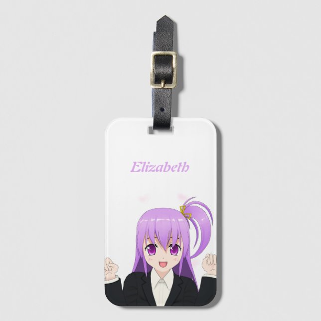 Anime Girl kawaii söt rosa namn Bagagebricka (Framsida vertikal)