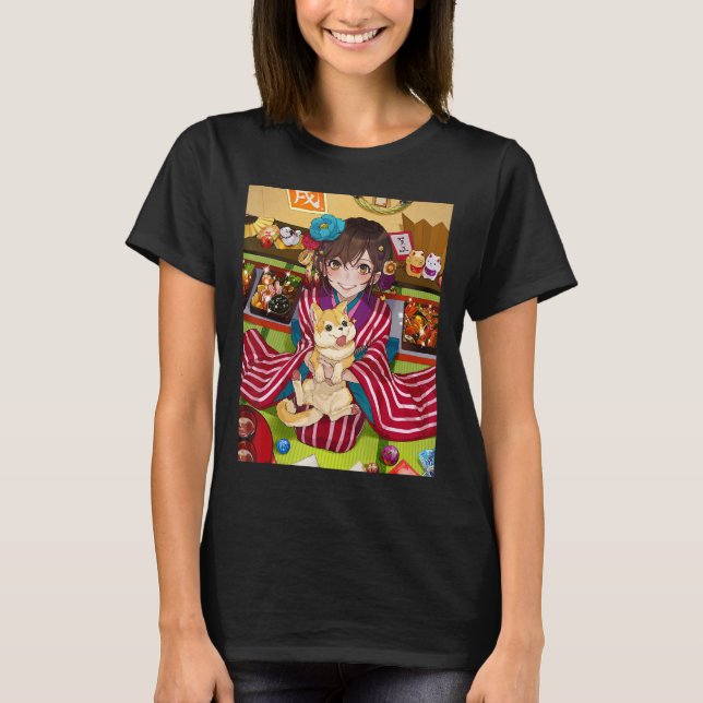 Anime Girl Kawaii Waifu Aesthetic Japan Otaku2 T Shirt (Framsida)