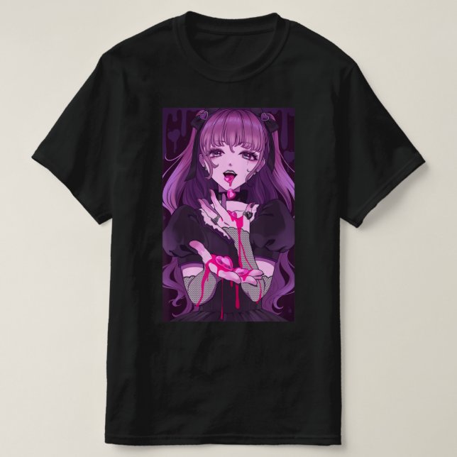 Anime Girl Kawaii Waifu Aesthetic Japan Otaku 8 T Shirt (Design framsida)